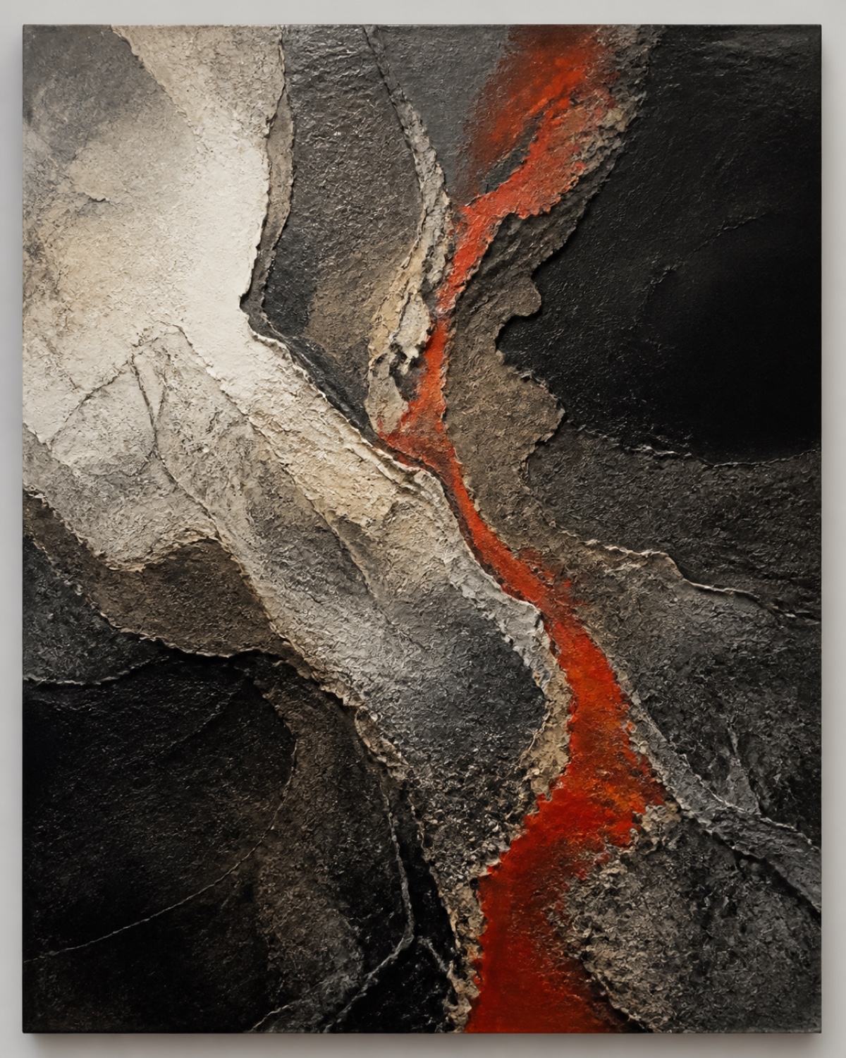 Coastal Current spatial artwork with textured mineral layers